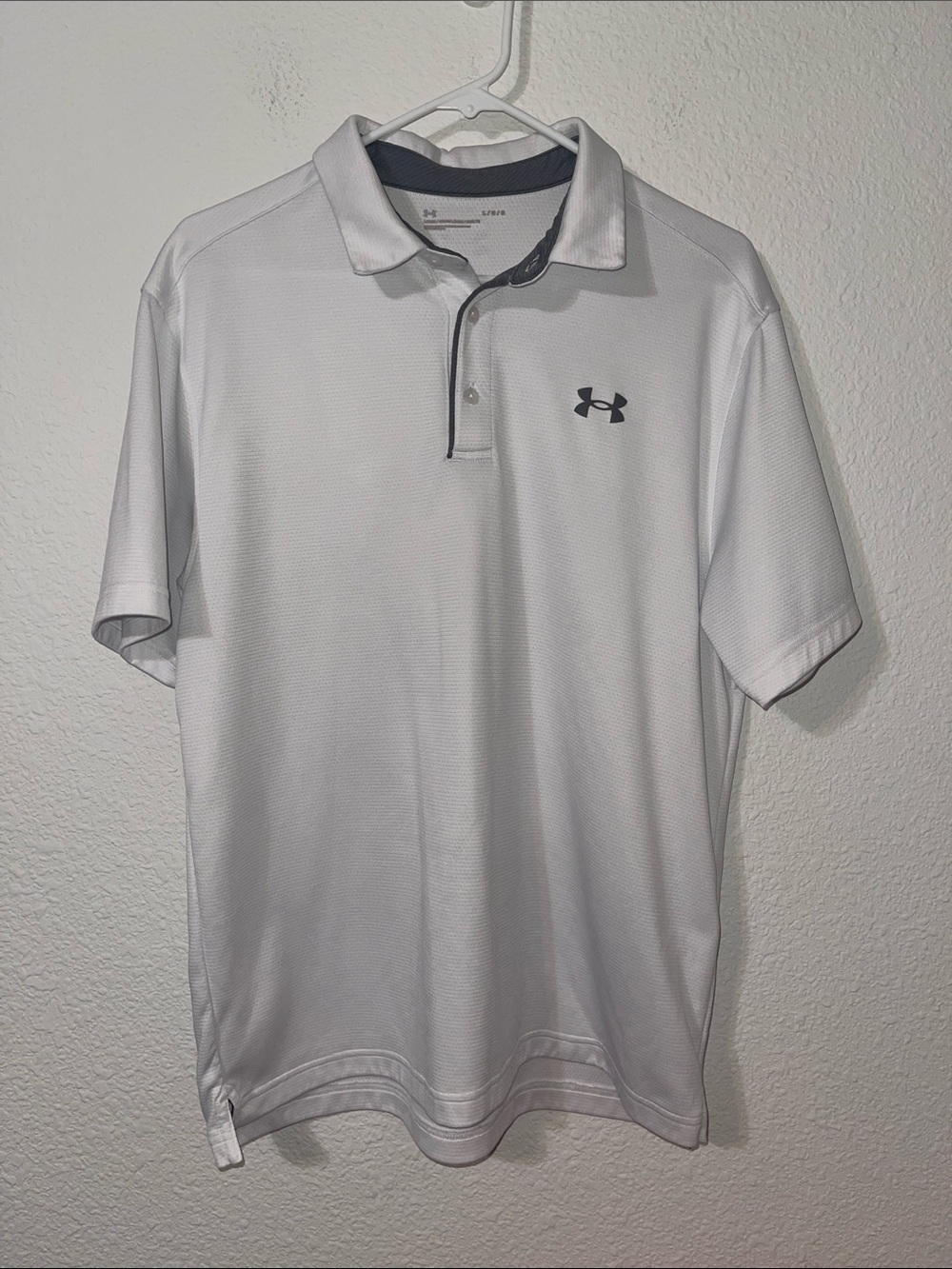 Under Armour Men's White Polo with Gray Trim